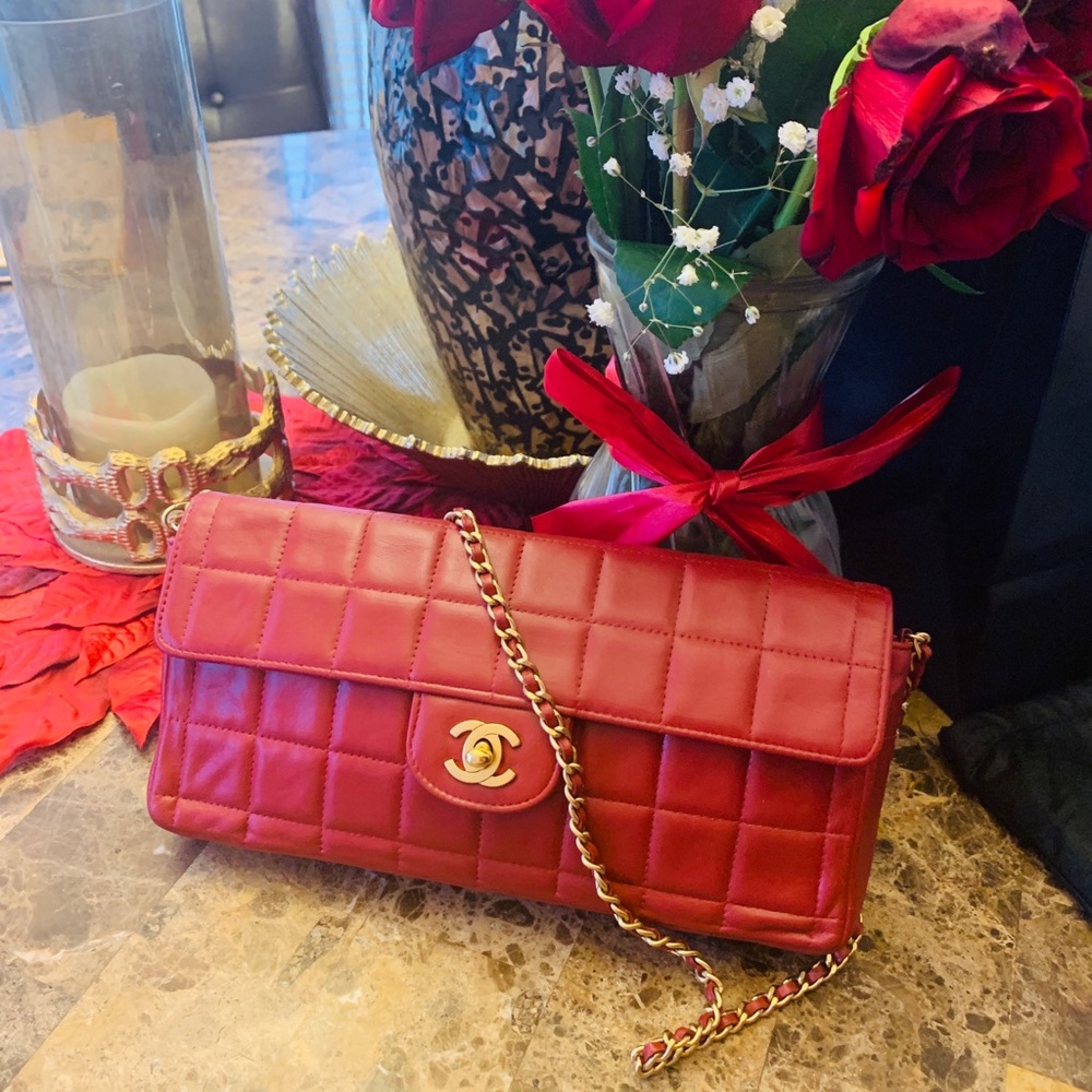 Chanel Red Shoulder Bag w/ Gold CC Hardware